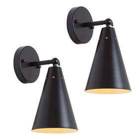 Dijiahua 791759990147 Black Industrial Wall Sconces Set Of Two Rustic Metal Lighting Farmhouse