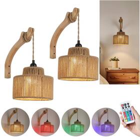 W-jdh158 Dijiahua Boho Wall Sconces Set Of Two Battery Operated Wireless Rechargeable Woven Rat