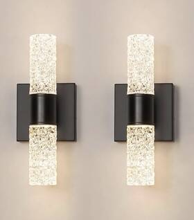 Dx23002v2-bk-2 Ditoon Black Sconces Wall Decor-crystal Bathroom Vanity Light Fixture-bedroom Hallway