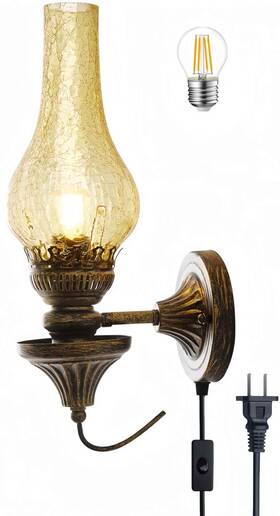 B001 Dofanie 16in Vintage Plug In Wall Sconces Antique Plug-in Amber