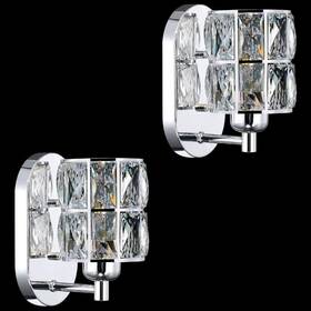 Dhw211bb1cr Dolaimy House 1 Light Modern Concise Crystal Shade Wall Sconce Fixture For Bathroom 2pk