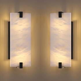 3010bb2a5 Doraimi 2 Pack Light Square Natural Alabaster 15 Inch Marble Bathroom Wall Sconce New