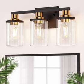 Btd-jqd05t3gbe26 Doresshop N Bathroom Light Fixtures 3-light 17inch Black And Gold