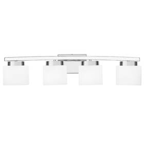 Dosoty 608912692933 4-light Modern Chrome Vanity Light Fixture With White Glass Shade For Bathroo