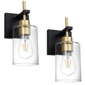 Dx23001v-b Dsmjfu Dx23001v-b&g Set Of 2 Black Gold Wall Sconces Modern Hardwired Lights For Bedroom Hallway