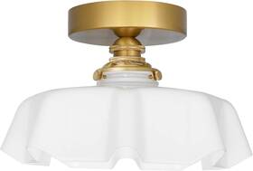 Dsmjfu-sf-2023 Dsmjfu Lighting Vintage Brass Gold Semi Flush Mount Ceiling Light Milk White Glass Shade