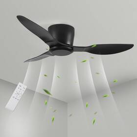 Xz001 Duclsaty 40 Inch Black Ceiling Fans No Light Flush Mount Fan 3 Blade 6-speed