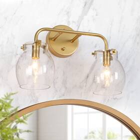 Durent Lighting 739406514018 Vanity Light Fixture Seeded Glass 2-light Over Mirror 14 In