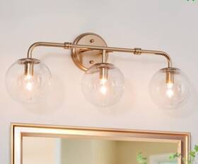A04076-gold Durent Lighting Gold Bathroom Light Fixture 3 Vanity Lights -