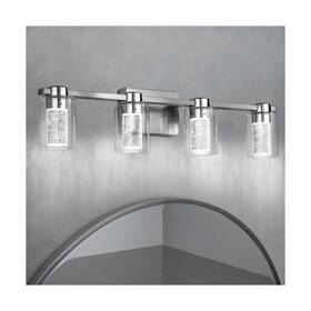 B142-065-24-sb Eatich 4-light Brushed Nickel Vanity Light 3000k/4000k/6000k Crystal Bathroom