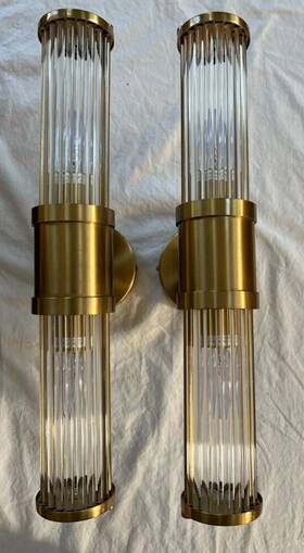 Ecobrt 602581023210 Bathroom Light Fixtures 2-light Gold Vanity Mode... Pair