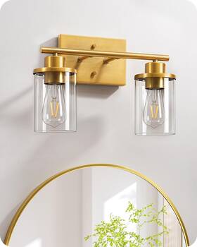Hhvl04e Edishine Bathroom Light Fixtures 2-light Gold Vanity 2