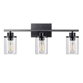 Hhvl04f Edishine 24 Inch 3-light Matte Black Vanity Light With Clear Glass Shade