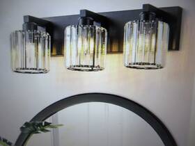 1069353 Edislive Orillia 20 Inch 3-light Vanity Light With Crystal Shade Black Wall Mount