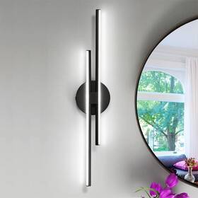 81010000035628 Edislive Bourget 23.6 Inch 2-light Black Led Vanity Light Bar 6000k Bathroom Bedroom
