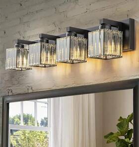 81010000051678 Edislive Orillia 27.5 Inch 4-light Black Bathroom Vanity Light With Crystal Shades New
