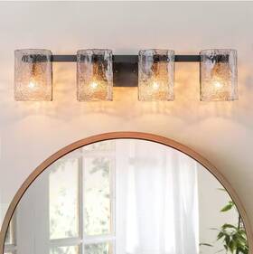 81010000077388 Edislive Michael 33 Inch 4-light Modern Black Vanity Light With Textured Glass