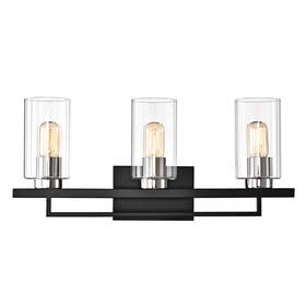Ew5395bk Edvivi Imperium 3-light Black And Brushed Nickel Modern Vanity With Clear Beveled Glass