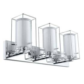 201641a Eglo Iride 3-light 25 Inch Chrome Bathroom Vanity Light With Clear And White Glass Shades