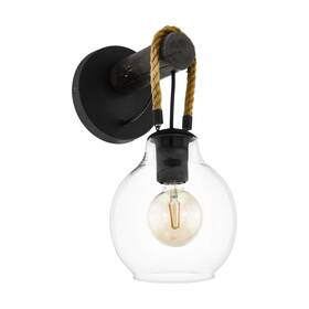 43619a Eglo Roding 14 Inch Tall Commercial Wall Sconce - Structured Black