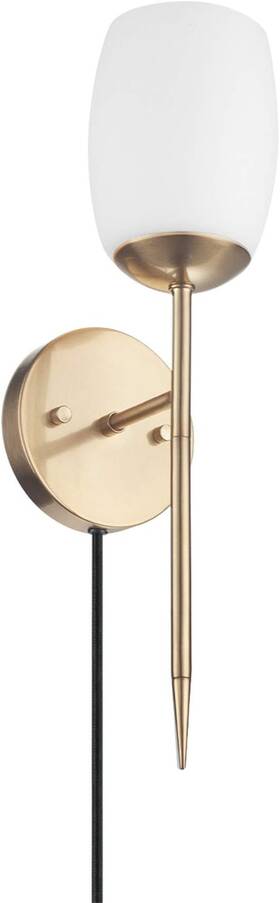 51635 Electric 1-light Plug-in Or Hardwire Wall Sconce Soft Matte Brass Opal G 51635 Electric 1-light Plug-in Or Hardwire Wall Sconce Soft Matte Brass Opal G
