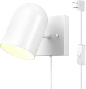 65000146 Electric 1-light Plug-in Or Hardwire Wall Sconce Matte White 6ft Whit