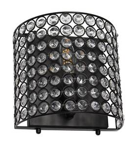 Sc1000-blk Elegant Designs 810052826905 Elipse 1-light Contemporary Modern 8 Inch Crystal And Metal Wall Sconc