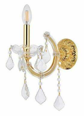 2800w1g Elegant Lighting 2800w1g/rc Bathroom Bedroom Or Dining Room Pendant Crystal Gold Wall Sconce Light Fixture