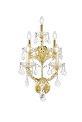 2800w5g Elegant Lighting 2800w5g/rc 2800w5/rc Maria Theresa 5 Light 30 Inch Tall Wall - Gold