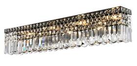 Elegant Lighting 842814179226 Black And Chrome Clear Crystal Vanity Bathroom Wall Sconce Light Fixture 36 Inch