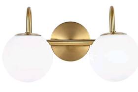Ld2313br Elegant Lighting Brass Gene 2 Light 19 Inch Wide Vanity With Frosted Glass