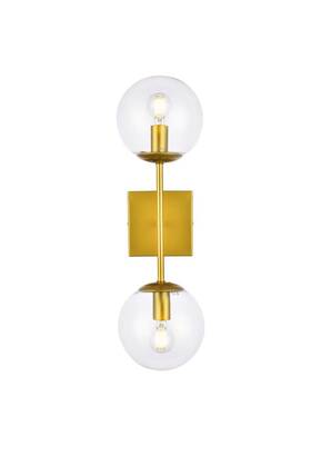 Ld2357br Elegant Lighting Ld2357 Neri 2 Light 6 Inch W Vanity - Brass Ld2357br Elegant Lighting Ld2357 Neri 2 Light 6 Inch W Vanity - Brass