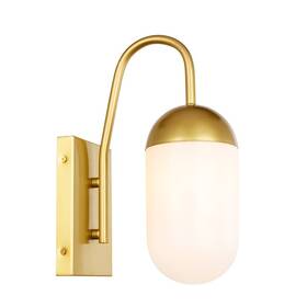 Ld6173br Elegant Lighting Living District Kace 1 Light Wall Sconce Brass/frosted White Glass - Ld6173br Elegant Lighting Living District Kace 1 Light Wall Sconce Brass/frosted White Glass -