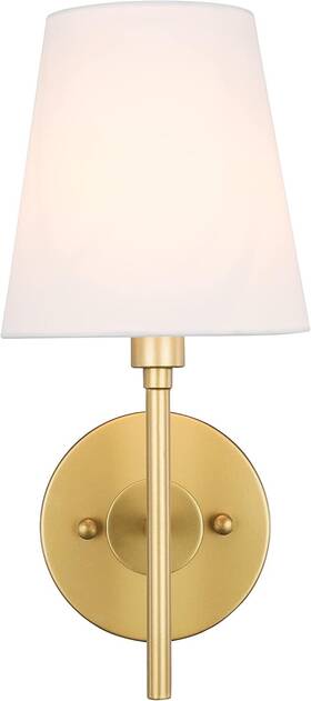 Ld6185br Elegant Lighting Living District Cason 1-light Metal And Fabric Wall Sconce Brass/white Ld6185br Elegant Lighting Living District Cason 1-light Metal And Fabric Wall Sconce Brass/white