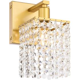 Ld7006br Elegant Lighting Bathroom Or Foyer Dining Room Brass Color With Crystal Wall Sconce Light Fixture