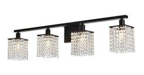 Ld7012bk Elegant Lighting Crystal Shades Black Bathroom Dining Room Vanity Wall Sconce Light Fixture 36 In