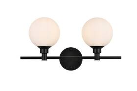Ld7317w19blk Elegant Lighting Ld7317w19 Cordelia 2 Light 10 Inch Tall Bathroom - White