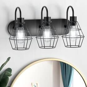 Elibbren 313087699655 Retro Style Industrial Bathroom Vanity Light 3 Lights Vintage Matte