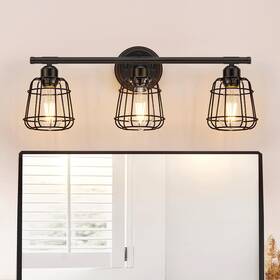 Xlz-cggz3l Elibbren 3-light Bathroom Vanity Light Fixtures Over Mirror Matte Black Ligh