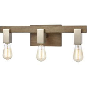 55058-3 Elk Lighting 55058/3 Axis Bathroom Vanity Light Wood Satin Nickel