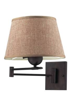 10291 Elk Lighting 748119032696 Home Swingarm 1-light Sconce Aged Bronze Finish With Beige Linen Shade 10291/1