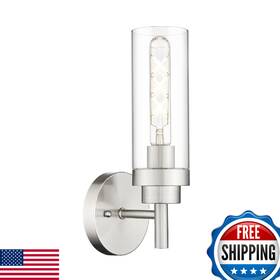 B0d83b26p1 Emak Brushed Nickel Modern Bathroom Wall Sconce Light Fixture Clear Glass