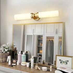 Vl085-2 Emak Gold Vanity Light Modern 21 69 In Wall Sconce With Milk Glass Shade - New