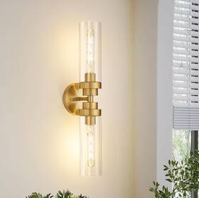 Vl085-bk-2 Emak 2 Light Brushed Gold Vanity Lights For Bathroom 22 Inch Fixtures