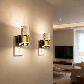 Emeritpro 445039876876 Modern Plug-in Led Night Light 2-pack Dimmable Acrylic Wall Sconce With Sensor