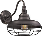 Emliviar Farmhouse Gooseneck Barn Light 12inch Metal Cage Wall Sconce Oil Rubbed