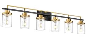 Yce238b-6w Emliviar Large 6 Light Farmhouse Bathroom Sconces Wall Lighting Living Room Black And Clear