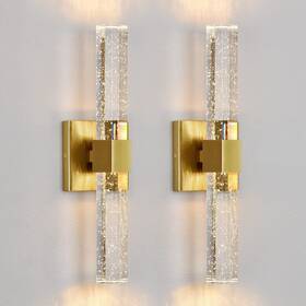 Epinl 767950628844 Wall Sconces Set Of Two - Gold Lighting 14w Dimmable Led Crystal