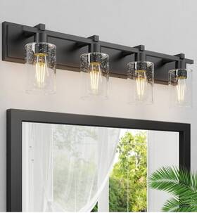 W-011-1 Espird Bathroom Vanity Light 4 Matte Black Fixture With Thickene