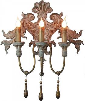 Zh015-bg Eurolux Home Antique Gold And Blue Hand-carved Sconce Light